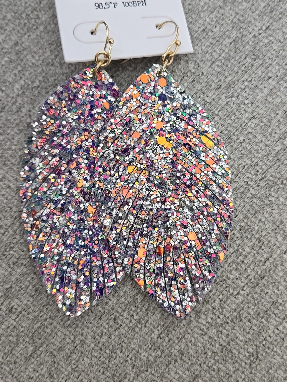 Tell Your Tale Glitter Leaf Drop Earrings - Multicolor